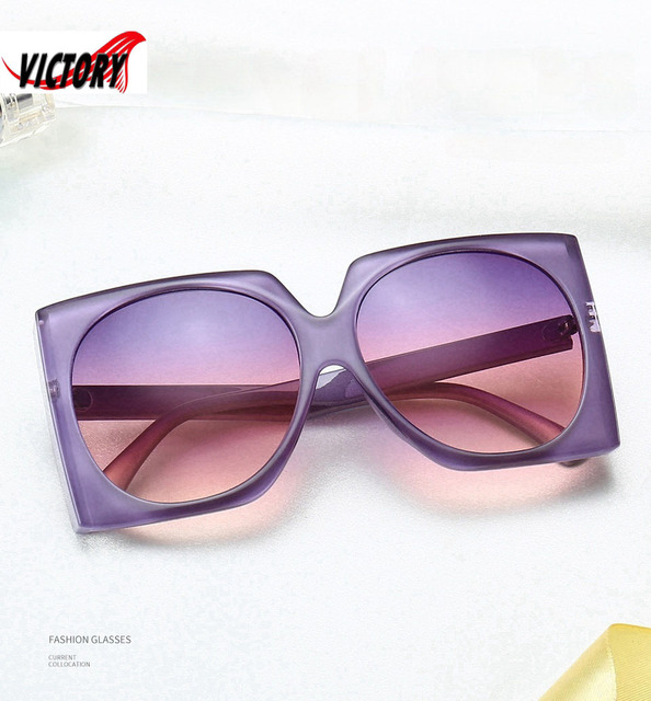 Women's Large Frame Square Sunglasses Fashion Sunglasses in Transparent Purple Clear Yellow Lenses AC Material