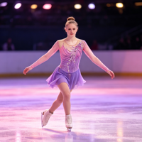 Robe de patinage artistique rose et violette en maille à manches longues avec strass et découpe au dos pour enfants et adultes, idéale pour les compétitions et les spectacles