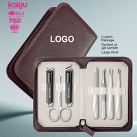 Outil multifonctionnel pour les soins quotidiens des mains, ensemble de manucure et de pédicure 7 pièces, kit de coupe-ongles en acier inoxydable anti-éclaboussures avec sac en cuir cadeau
