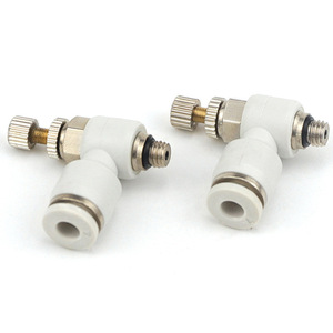 วาล์วควบคุมลมแบบ L ของ Dde Dade Pneumatics รุ่น SL4 6 8 10 12 เกลียวภายนอก ทองแดงชุบนิกเกิล ชิ้นส่วนนิวเมติกพลาสติก - Product Image 3