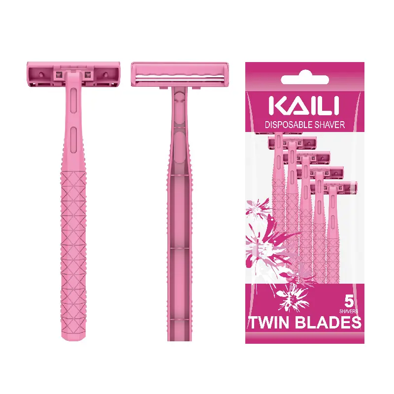 KAILI twin blades lasy razor customized colorwomen disposable shaving razor