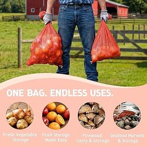 ถุงตาข่ายใส่หัวหอมขนาดใหญ่พิเศษ ยี่ห้อ Huamaohengchun แพ็ค 50 ใบ ทนทาน ใช้ซ้ำได้ ขนาด 31''x19'' ซักล้างได้ ระบายอากาศได้ดี สำหรับผัก - Product Image 5