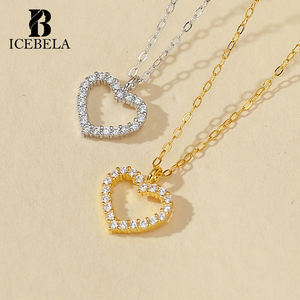 Joyería Fina de Plata 925, Regalos de Amor Dulce para el Día de San Valentín, Collares con Colgante de Corazón de Circonita Chapados en Oro de 18k, Modernos y Personalizados para Mujer - Product Image 3