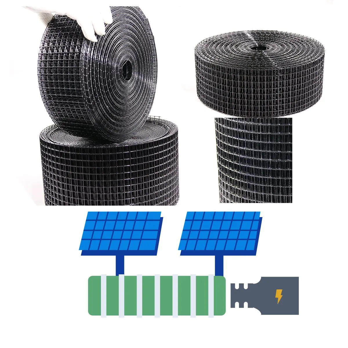 100ft schwarz PVC beschichtetes Drahtgitter Solar panel Anti-Vogel-Drahtgitter-Kit für Eichhörnchen-Tauben-Tiere