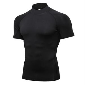 Camiseta deportiva de cuello alto para <span class=keywords><strong>hombre</strong></span>, Camiseta deportiva de compresión, camiseta de compresión para gimnasio, camiseta de baloncesto con cuello redondo para correr, <span class=keywords><strong>manga</strong></span> <span class=keywords><strong>corta</strong></span> - Product Image 1