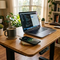 Escritorio Eléctrico Inteligente con Cajón y Carga Inalámbrica |   Bandeja Integrada para Gestión de Cables para Mesa Eléctrica de Altura Ajustable