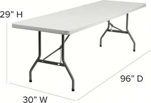Banc de table pliable en plastique blanc moderne rectangulaire de 6 pieds, imperméable, réglable, pour le camping, la <span class=keywords><strong>salle</strong></span> à <span class=keywords><strong>manger</strong></span>, l'hôpital, l'extérieur - Product Image 2