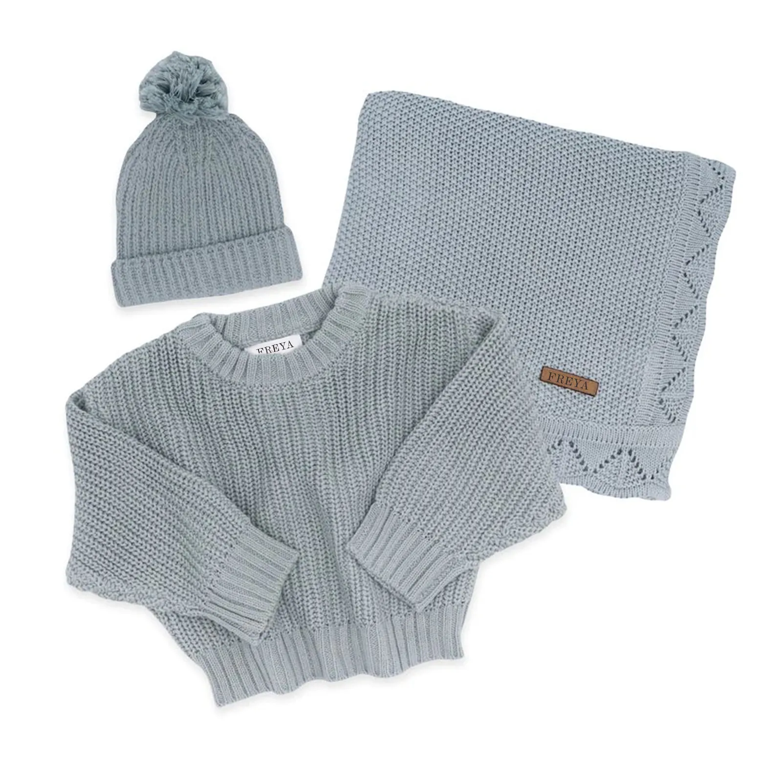 Factory Warm Baby's Newborn Infant Cashmere Bedding No Merino Wool Beanie Bonnet Blanket Swaddle Wrap Gift Set