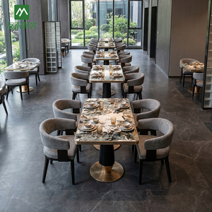 Meubles de restaurant commerciaux personnalisés, <span class=keywords><strong>chaises</strong></span> en bois massif et table à manger en marbre, solutions pour projets de restaurants d'hôtels haut de gamme - Product Image 5