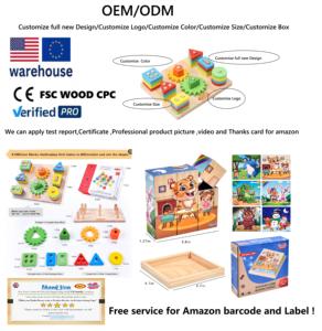 Đồ chơi xếp hình gỗ giáo dục sớm cho trẻ em, trò chơi ghép hình động vật thức ăn, hộp sắt bán chạy - Product Image 2