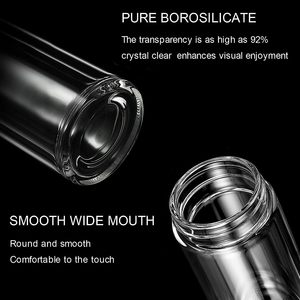 Botella Infusora de Té Ecológica de Vidrio de Borosilicato de Doble Pared de 14 oz con Filtro, Tapa de Bambú y Acero Inoxidable para Beber Directo - Product Image 4