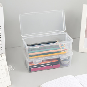 Estuche transparente para lápices, caja de almacenamiento de plástico de gran capacidad para la escuela, oficina, suministros de dibujo y bocetos - Product Image 2