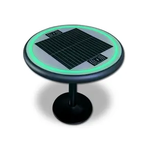 Cheap RGB LED Outdoor Garden Bench Phone Wireless Charging Bluetooth Desk Smart Coffee Table Solar Charging Table
