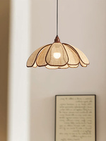 Lampe suspendue en rotin en forme de fleur artistique avec accents en bois, LED chaude, contrôle via l'application Mijia - Décoration intérieure vintage Wabi-Sabi