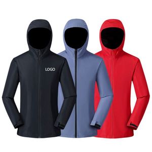Veste imperméable à capuche avec logo brodé personnalisé, coupe-vent, veste d'extérieur unisexe, uniforme d'équipe, respirante, légère, vêtements de sport - Product Image 3