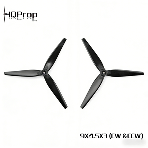 Juego de Hélices MacroQuad HQ de 9x4.5x3mm, Tres Aspas, 1 CW y 1 CCW, Negras, Alta Eficiencia, Duraderas, para Drones de Carreras y Multirrotor - Product Image 1