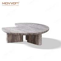 Ensemble de table basse en bois rustique de style nordique contemporain dessus en marbre moderne de luxe extensible-pour le salon
