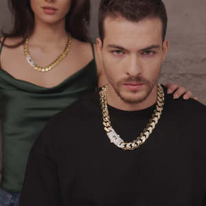 ヒップホップジュエリー卸売14K 18Kゴールドメッキモナコチェーンクラシックパヴェロックチョーカーヘビーマイアミキューバンリンクチェーンメンズネックレス - Product Image 4