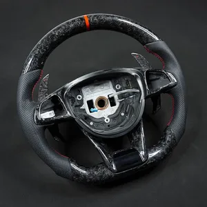 Volant en fibre de carbone LED forgé compatible avec <span class=keywords><strong>Mercedes</strong></span>-Benz <span class=keywords><strong>AMG</strong></span> A45 C43 C63 E63 S63 W205 W213 W222 CLA CLS GLA GLS GLC GLE W176 - Product Image 4