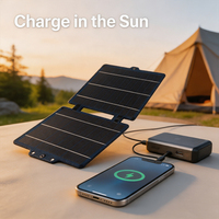 Panneau solaire monocristallin pliable mini 10W, efficacité 22%, noir, étanche, chargeur solaire portable USB pour les voyages en plein air