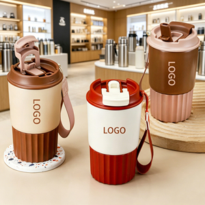 Taza de Café de Acero Inoxidable de 480 ml con Cordón para Llevar, Taza Térmica de Doble Pared, Regalo Promocional Corporativo Personalizado al por Mayor - Product Image 1