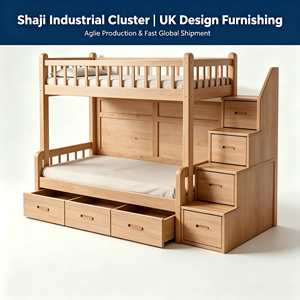 Solid Wood Bunk <strong>Bed</strong> with Storage Stairs and Shelves Twin Full <strong>Loft</strong> <strong>Bed</strong> for Kids Modern Space-Saving Made in China - Product Image 1