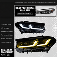 Feux avant de voiture style laser LCI modifiés pour BMW Série 5 G30 2018-2020, DRL jaune/blanc, pièces G30, installation facile
