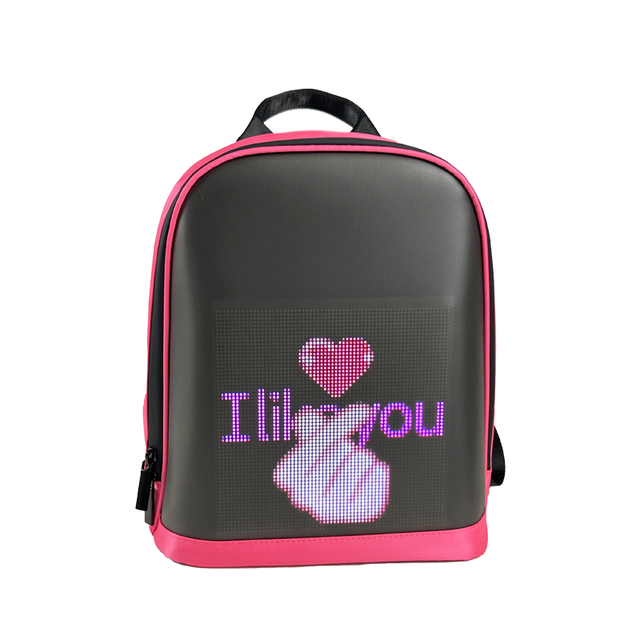 Unisex B8031 LED Light Emitting Cross Display Backpack Soft PVC Waterproof Mesh Polyester Students Leisure Use Zipper Backpack