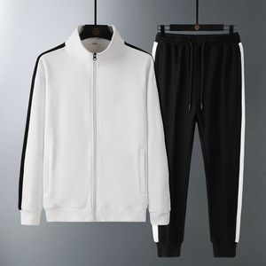 Chaqueta deportiva fina de primavera y otoño con logotipo personalizado, traje informal de tres barras para hombre, suéter y pantalones para correr al aire libre, traje de dos piezas. - Product Image 2