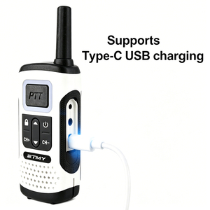 ETMY ET-T7 - Juego de 2 Walkie Talkies UHF, Radio Portátil de Mano, Doble PTT, Tipo C, USB, Alcance de 3 km, para Esquí, Viajes, Deportes, Radio Bidireccional - Product Image 5