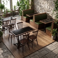 Tables et chaises carrées en bois massif de noyer vintage, mobilier romantique pour restaurants pour couples