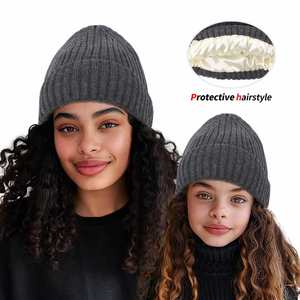 Cashmere Blend <b>Wool</b> Satin Lined Jacquard Cuffed Slouchy <b>Beanie</b> <b>Hat</b> for Unisex Adults Promotion Gift Keep Warm Comfortable Soft - Product Image 4