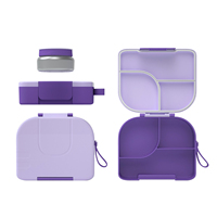 Boîte à bento mignonne à motif d'éléphant pour enfants avec 3 compartiments, boîte à lunch portable en plastique sans BPA