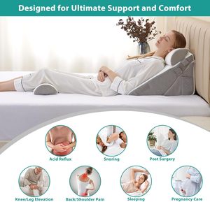 Nuevo Diseño, 2 Almohadas Triangulares para las Piernas, Almohada de Espuma Viscoelástica Suave para Aliviar el Dolor de Espalda, Almohada de Cuña para Dormir - Product Image 6