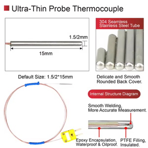 Sensore di Temperatura Compatto Impermeabile Resistente all'Olio Tipo K/J/T Micro Sonda Termocoppia - Product Image 3