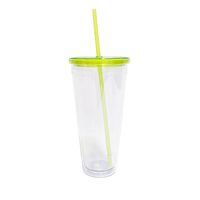 Gobelet en acrylique transparent à double paroi de 32 oz, réutilisable, avec couvercle et paille, pour fêtes, qualité alimentaire, isolation thermique, vente en gros usine