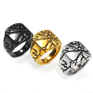 Anillo de Plata Impermeable con Diseño Retro, Personalidad Exagerada, Efecto Agrietado y Engaste Pavé, Joyería de Moda Punk Geométrica - Product Image 1