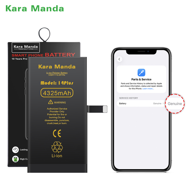 Kara Manda OEM IOS26 Diagnostic Battery 0 Cycle Phone Battery for Genuine iPhone Battery for iPhone 14 Plus Battery Factory Made