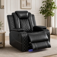 Fauteuil inclinable électrique en similicuir à motif losanges avec lumière d'ambiance, idéal pour salon et home cinéma