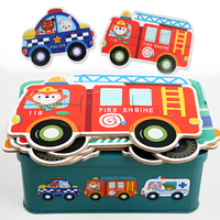 Jouet de bricolage en bois pour 3-6 ans éducation précoce des enfants Puzzle Six-en-un maternelle jouets éducatifs trafic d'animaux