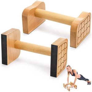 Wooden Push-Up <b>Bar</b> Parallel <b>Bars</b> For Home Fitness Exercise Equipment <b>Portable</b> Wooden Stand - Product Image 1