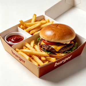 Custom Compostable Recycled Burger Box ECO Disposable Fast Food Takeaway Packaging for French Fries Chicken Wing - Product Image 1