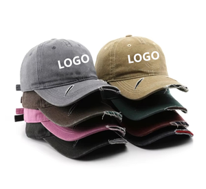 หมวกแก๊ปทรงวินเทจ ปักลายตัวอักษร 6 แผง ทรงเตี้ย ผ้าฝ้าย ลุคดิสเทรส - Product Image 1