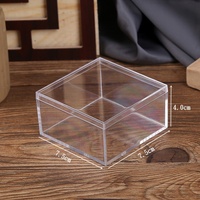 Boîte carrée en plastique PS transparente, conteneur de rangement transparent, 7,5 cm, épaisseur 2 mm, couleur personnalisable, boîte de présentation de bijoux, boîte cadeau