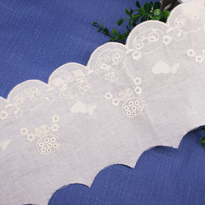 Dentelle brodée en coton de 13,5 cm, dentelle brodée, dentelle en gros - Product Image 1