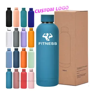 500 ml 500 ml Colorido Matte Small Mouth Double Wall Vacuum Insulated Stainless Steel Sport Water Bottle para School Office Gym