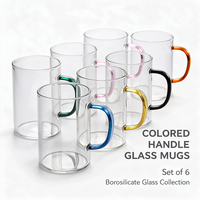 Tasse simple en verre borosilicate haute résistance, avec poignée colorée moderne, résistante à la chaleur, pour café et thé, vaisselle de boisson