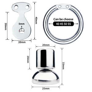 FRRK Metal Chastity Belt With Black Penis <b>Dildo</b> Head New Stainless Steel Negative Cock Cage BDSM Adult Sex Products for Male - Product Image 3