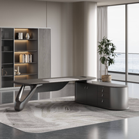Bureau de direction en forme de L de haute qualité, luxueux, moderne, classique, traditionnel, en bois, pour ordinateur, pour PDG, directeur, patron