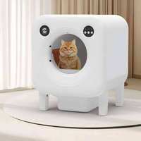 Bac à litière pour chat autonettoyant 68L, toilette automatique intelligente avec stérilisation par lumière bleue, évacuation d'air et désodorisation en 3 étapes, application mobile
